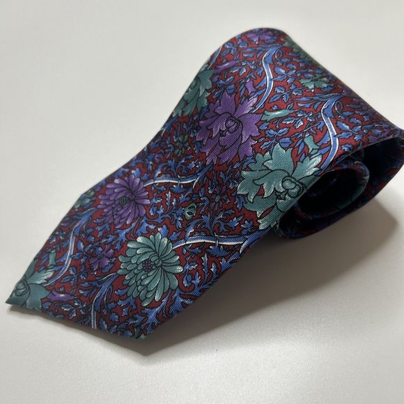 Christian Dior Monsieur 70’s Men’s Silk Floral Neck Tie Blue Purple WPL125 - Picture 2 of 6